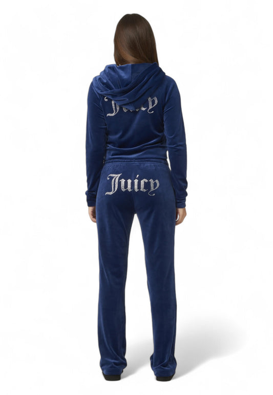 JUICY COUTURE Logo Retro Strass Pantaloni Lunghi Donna Blu TINA70047