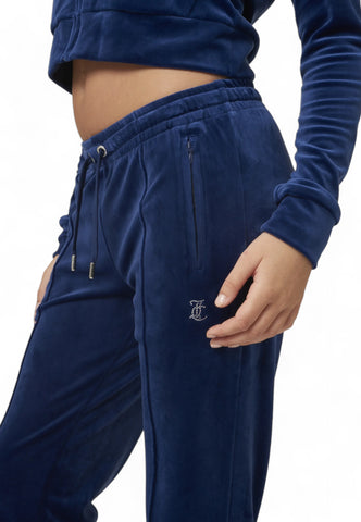 JUICY COUTURE Logo Retro Strass Pantaloni Lunghi Donna Blu TINA70047