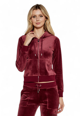 JUICY COUTURE Felpa Cappuccio Zip Donna Bordeaux JEWEL80411