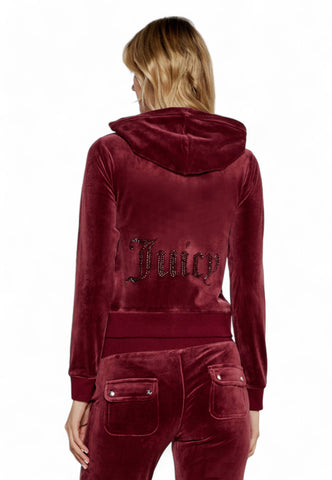 JUICY COUTURE Felpa Cappuccio Zip Donna Bordeaux JEWEL80411