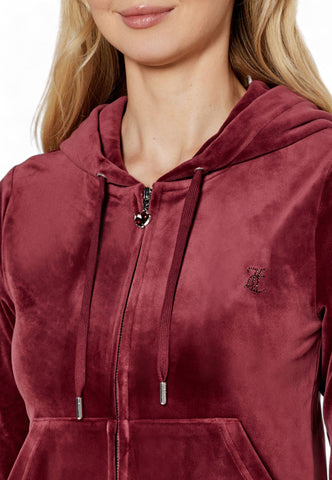 JUICY COUTURE Felpa Cappuccio Zip Donna Bordeaux JEWEL80411