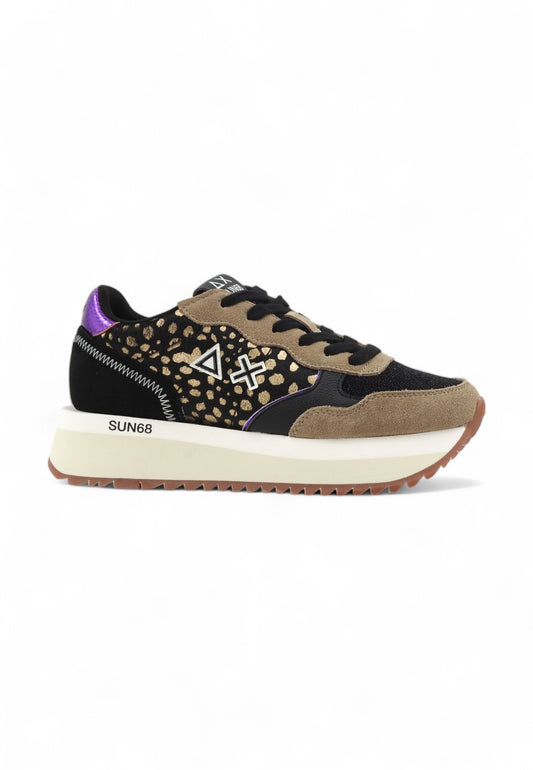 SUN68 Running Ally Animalier Sneaker Donna Nero Z44214