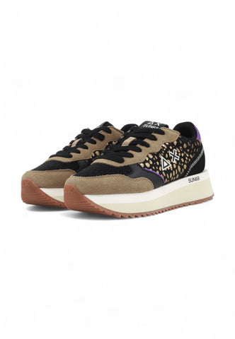 SUN68 Running Ally Animalier Sneaker Donna Nero Z44214