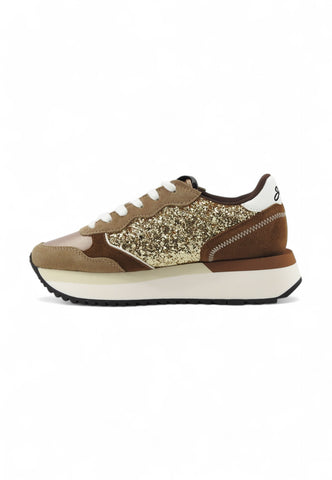 SUN68 Running Strass Big Ally Glitter Sneaker Donna Marrone Z44217