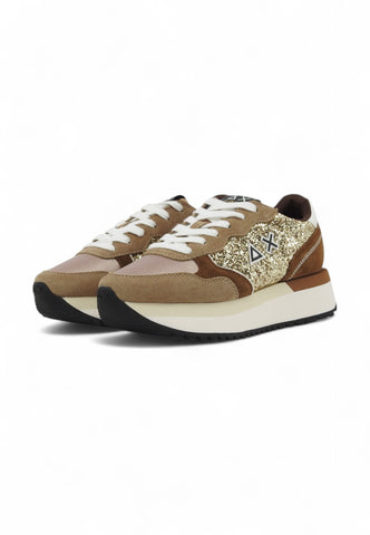 SUN68 Running Strass Big Ally Glitter Sneaker Donna Marrone Z44217