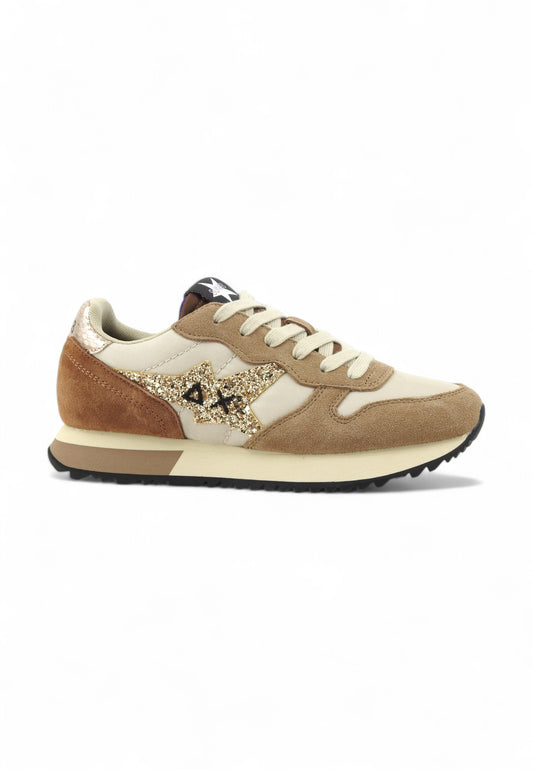 SUN68 Running Glitter Sneaker Donna Beige Z44210