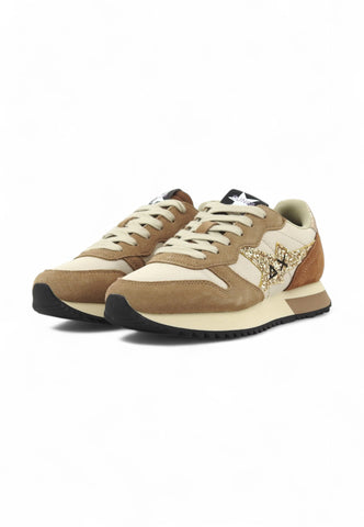 SUN68 Running Glitter Sneaker Donna Beige Z44210