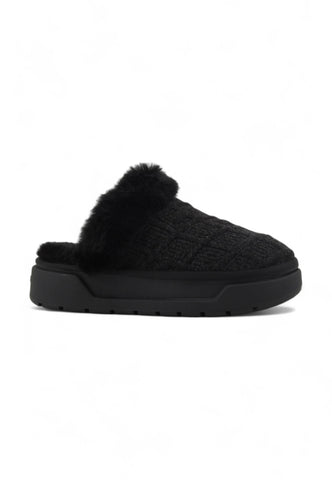 GUESS Platform Slipper Pelo Ciabatta Donna Nero FLFUKAFAL06