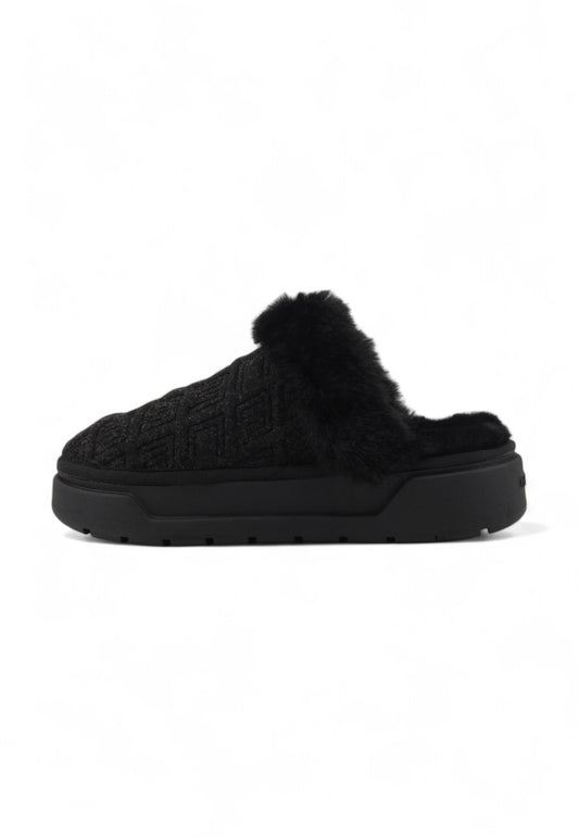 GUESS Platform Slipper Pelo Ciabatta Donna Nero FLFUKAFAL06