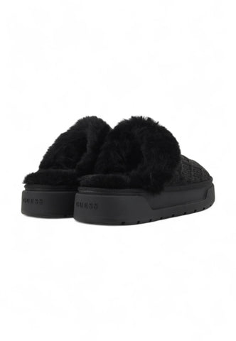 GUESS Platform Slipper Pelo Ciabatta Donna Nero FLFUKAFAL06