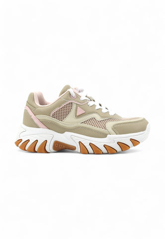 GUESS Running Lthr Profili Lamé Sneaker Donna Beige FLTNOWELE12