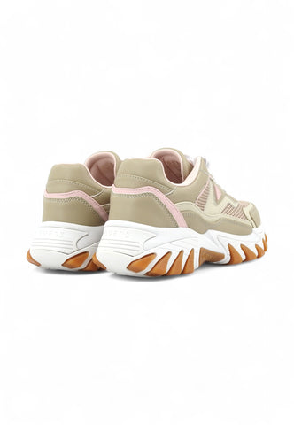 GUESS Running Lthr Profili Lamé Sneaker Donna Beige FLTNOWELE12