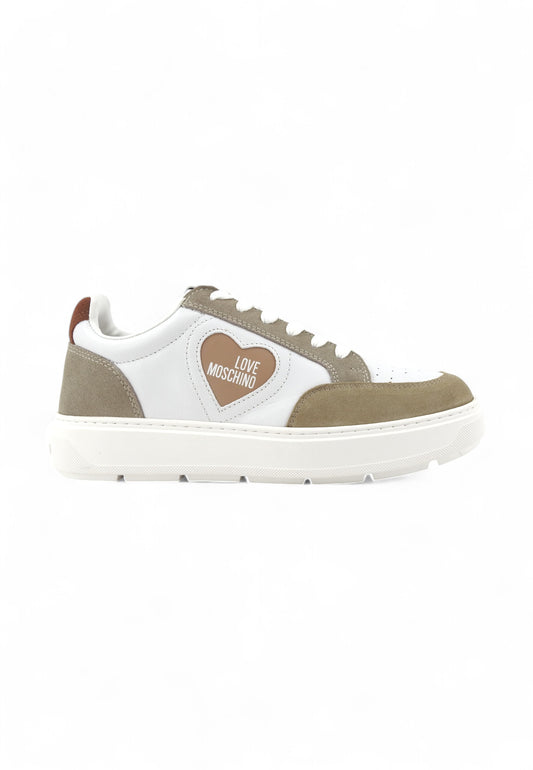 LOVE MOSCHINO Sneaker Suede Lthr Sneaker Donna Bianco JA15154G1MIAA10A-PE25