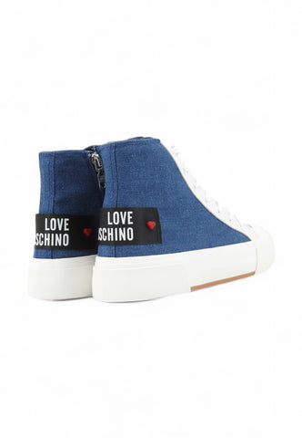 LOVE MOSCHINO Sneaker Jeans Alta Zip Sneaker Donna Blu JA15022G1MJO5700-PE25