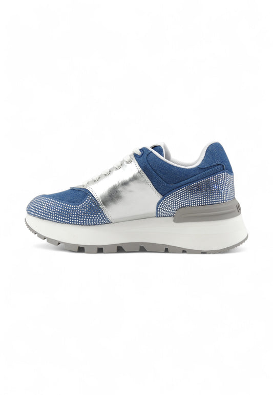 LIU JO Running Denim Strass Logo Sneaker Donna Blu BA5051PX663S3178-PE25