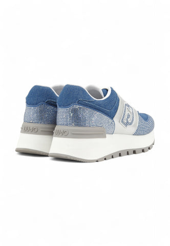 LIU JO Running Denim Strass Logo Sneaker Donna Blu BA5051PX663S3178-PE25