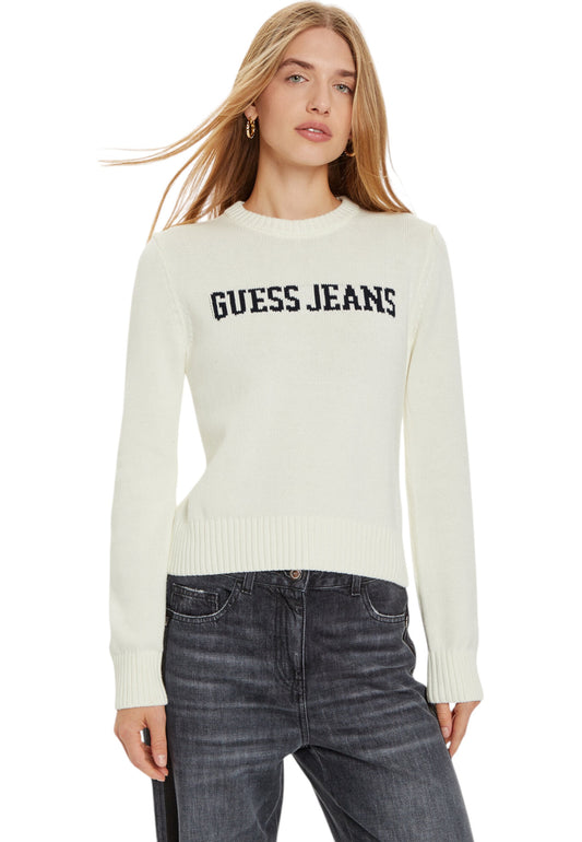 GUESS Maglia Scritta Donna Bianco Panna W4BR10Z3HM1