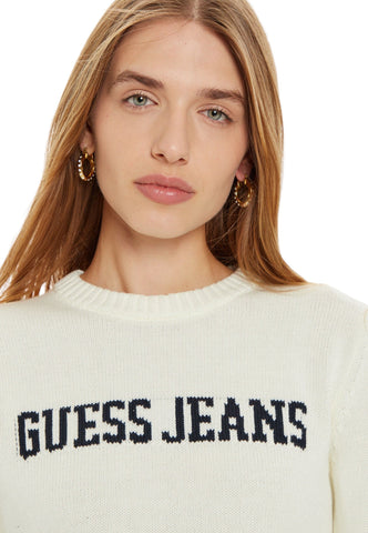 GUESS Maglia Scritta Donna Bianco Panna W4BR10Z3HM1