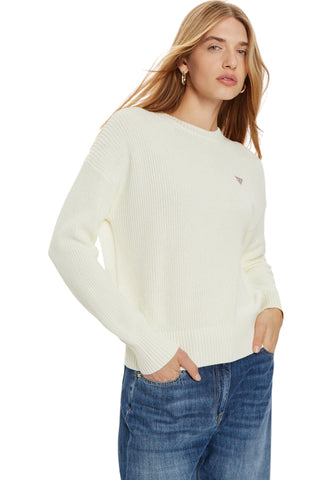 GUESS Maglione Logo Bianco Panna W4BR08Z3HM1