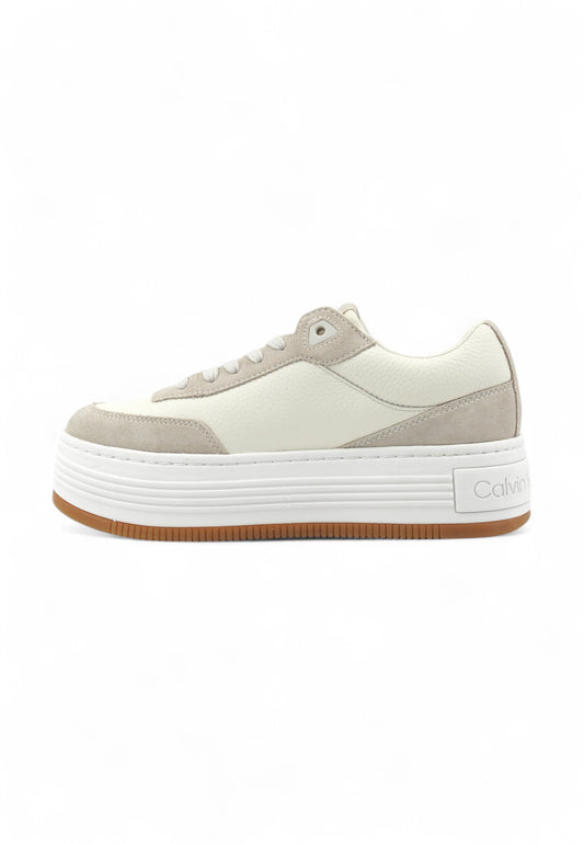 CALVIN KLEIN Sneaker Lthr Suede Suola Alta Sneaker Donna Beige YW0YW017970LH-PE25