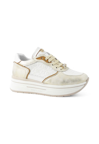 JANET Sneakers Donna Bianco Oro J-022-PE25-J18