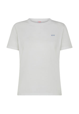 SUN68 T-Shirt Girocollo Donna Bianco Avio T35201-PE25-01