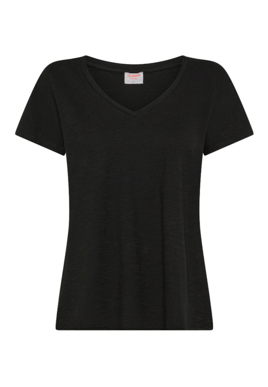 SUN68 T-Shirt Scollo V Donna Nero T35240-PE25-11