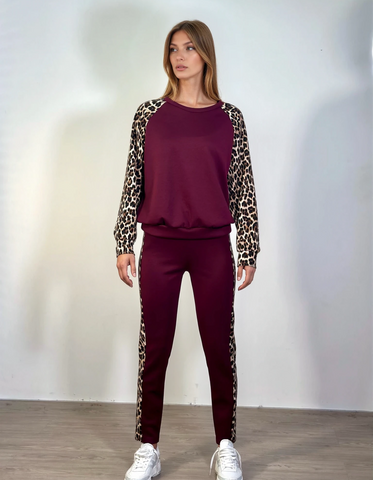Tuta Girocollo Maniche Leopardate VIVENZIA