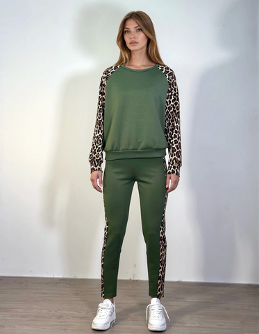 Tuta Girocollo Maniche Leopardate VIVENZIA