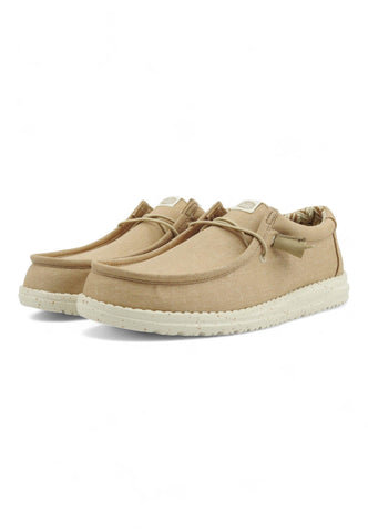 HEY DUDE Wally Canvas Sneaker Vela Uomo Tan Beige 40700-265 - Sandrini Calzature e Abbigliamento