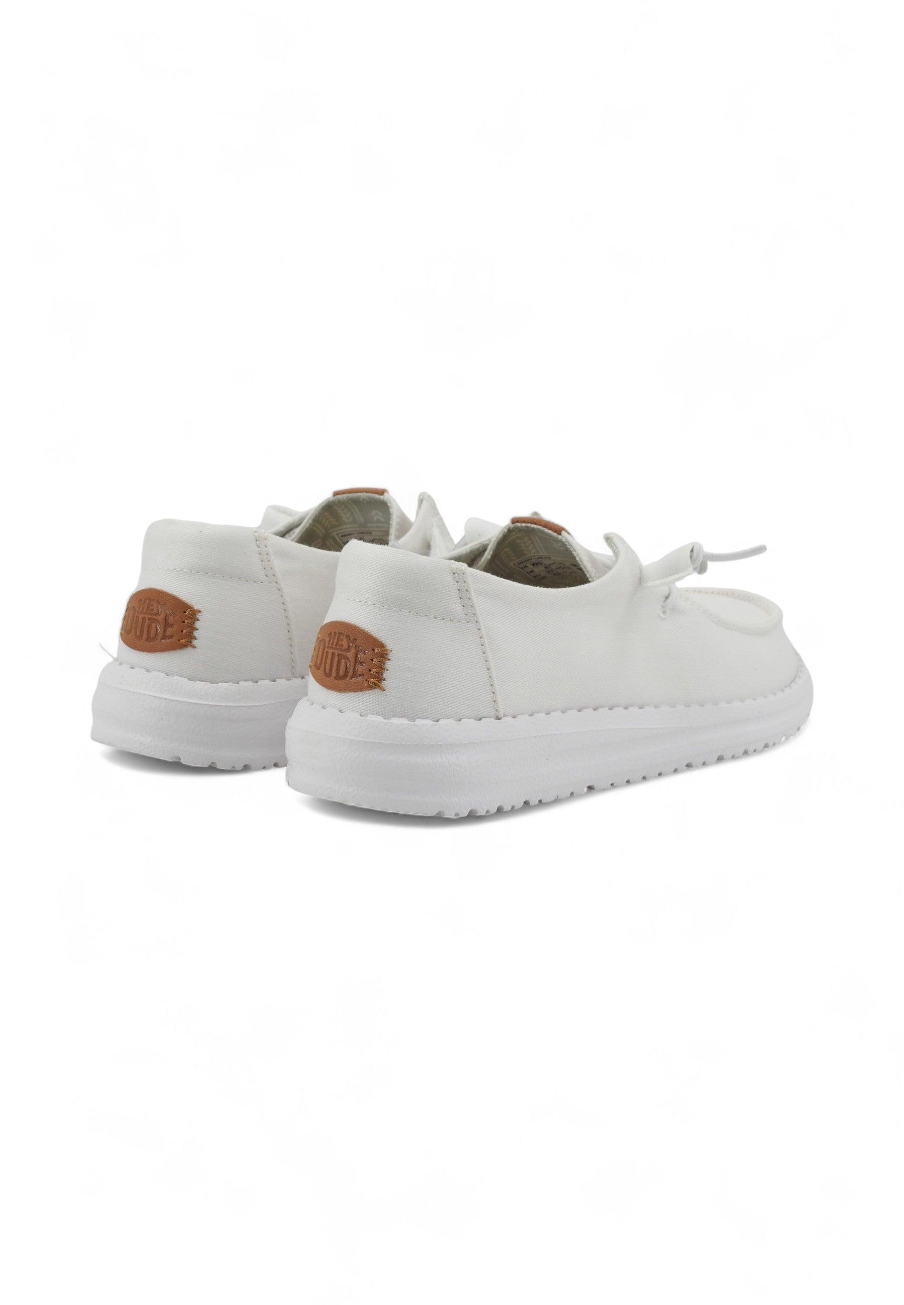 HEY DUDE Wendy Canvas Sneaker Vela Donna White 40902-100 - Sandrini Calzature e Abbigliamento