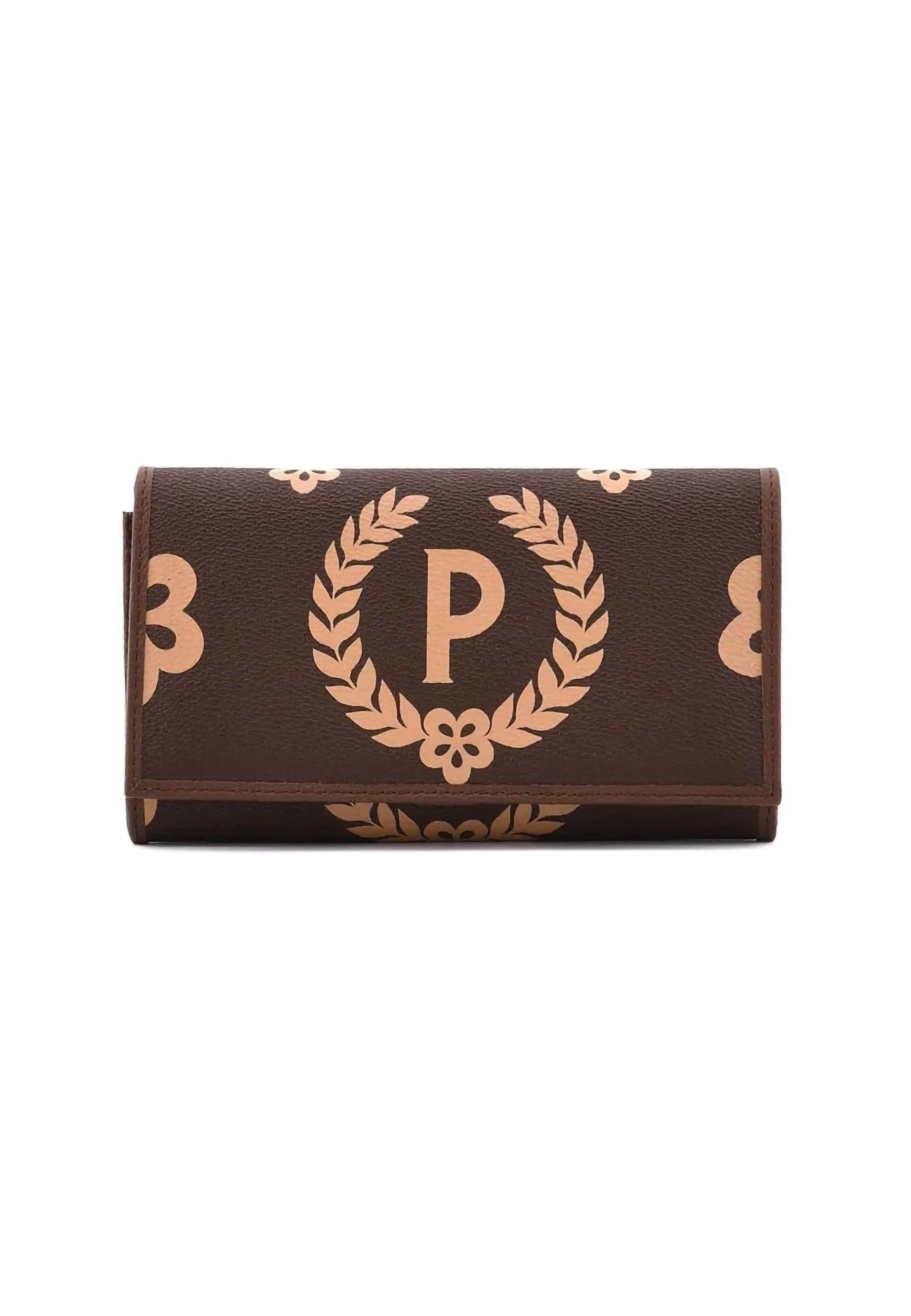 POLLINI Portafoglio Donna Big Logo Crema Marrone TE9000PP02Q1E11A - Sandrini Calzature e Abbigliamento