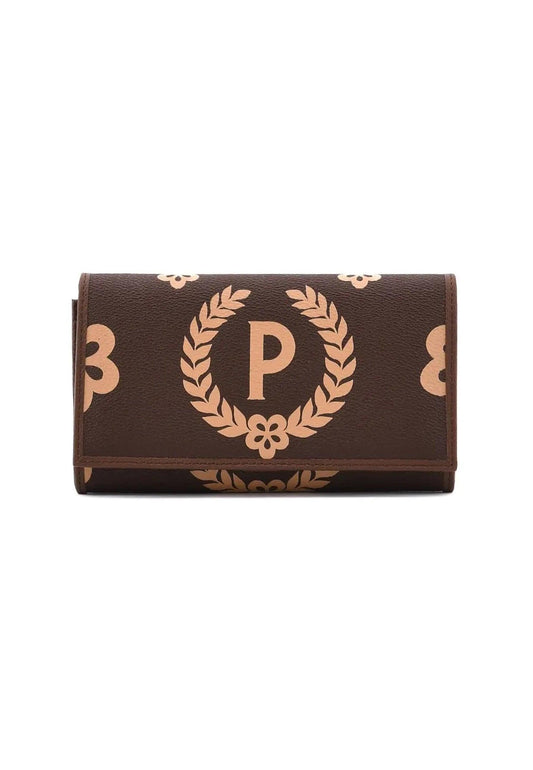 POLLINI Portafoglio Donna Big Logo Crema Marrone TE9000PP02Q1E11A - Sandrini Calzature e Abbigliamento