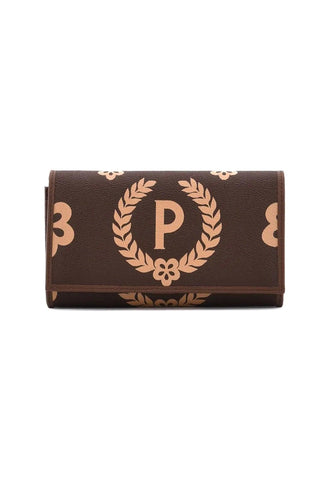POLLINI Portafoglio Donna Big Logo Crema Marrone TE9000PP02Q1E11A - Sandrini Calzature e Abbigliamento