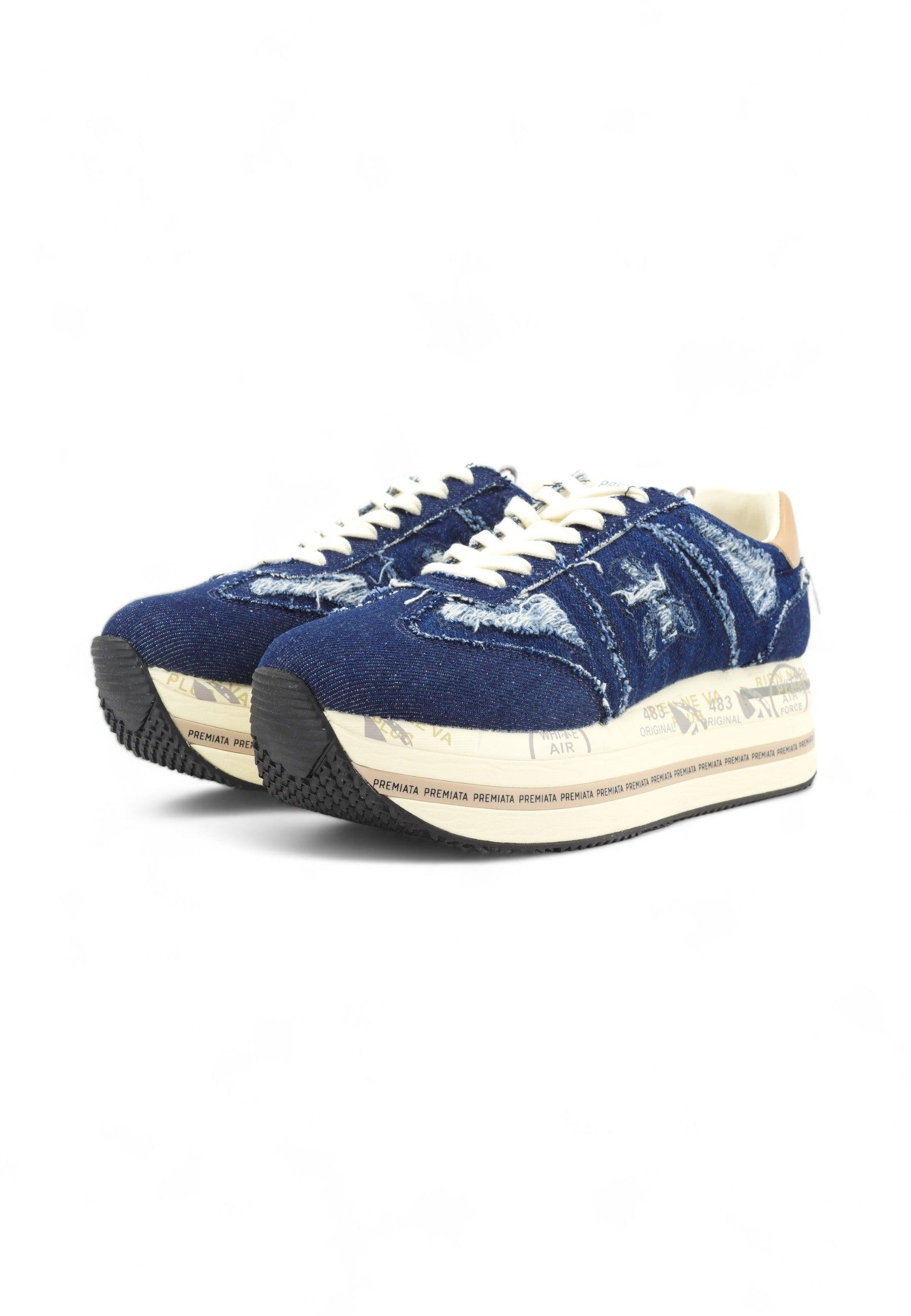 PREMIATA Sneaker Donna Denim Jeans Blu BETH-6714 - Sandrini Calzature e Abbigliamento