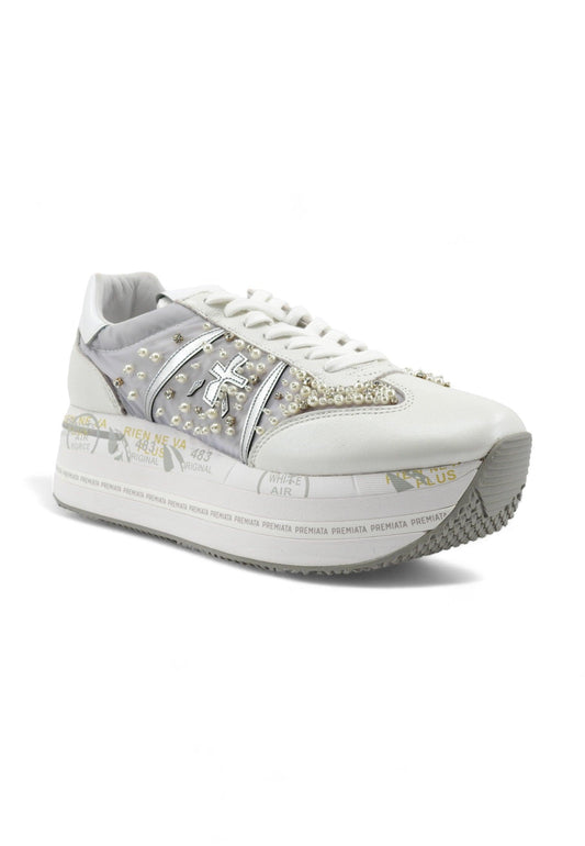 PREMIATA Sneaker Platform Perle Donna White Grey BETH-6751 - Sandrini Calzature e Abbigliamento