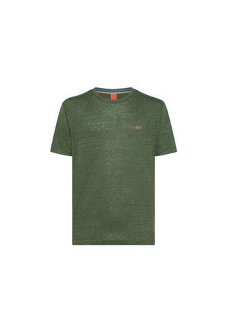 SUN68 Beachwear T-Shirt Lino Maglietta Logo Verde Scuro T34146 - Sandrini Calzature e Abbigliamento