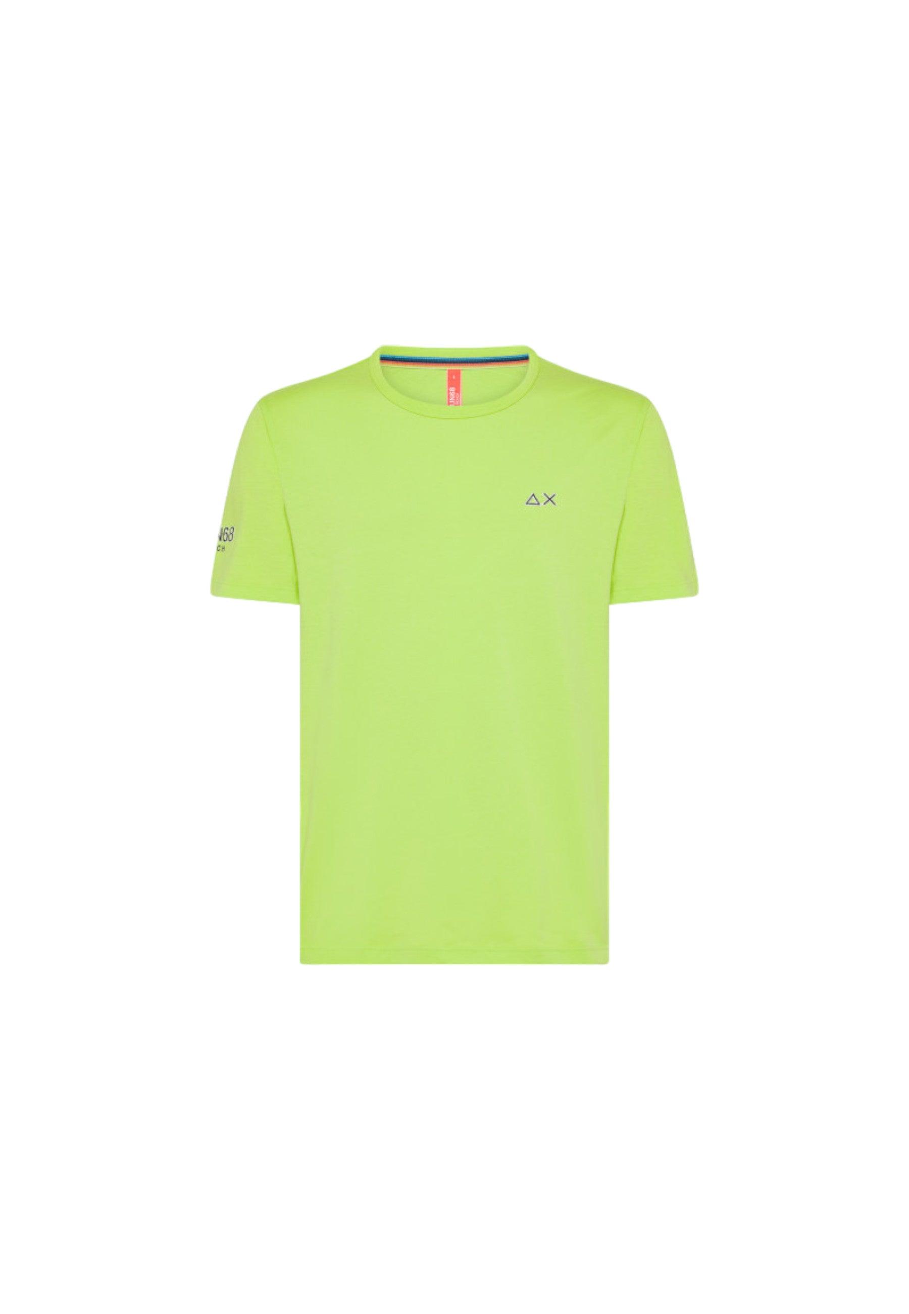 SUN68 Beachwear T-Shirt Maglietta Logo Lime Giallo T34140 - Sandrini Calzature e Abbigliamento