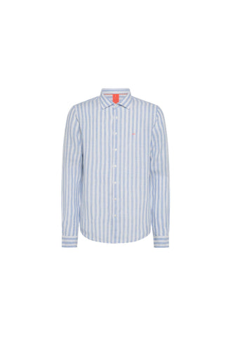 SUN68 Bechwear Camicia Righe Larghe Bianco Azzurro S34122 - Sandrini Calzature e Abbigliamento