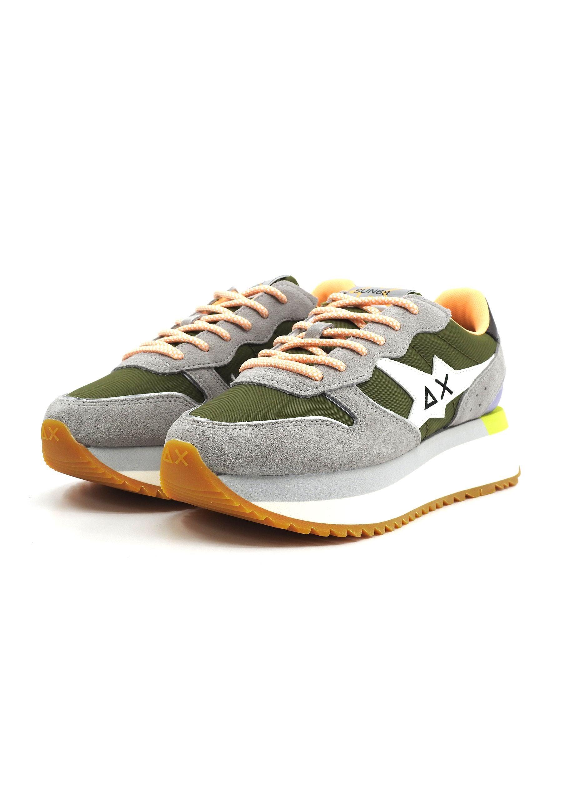 SUN68 Big Stargirl Printed Logo Sneaker Donna Verde Militare Z34214 - Sandrini Calzature e Abbigliamento