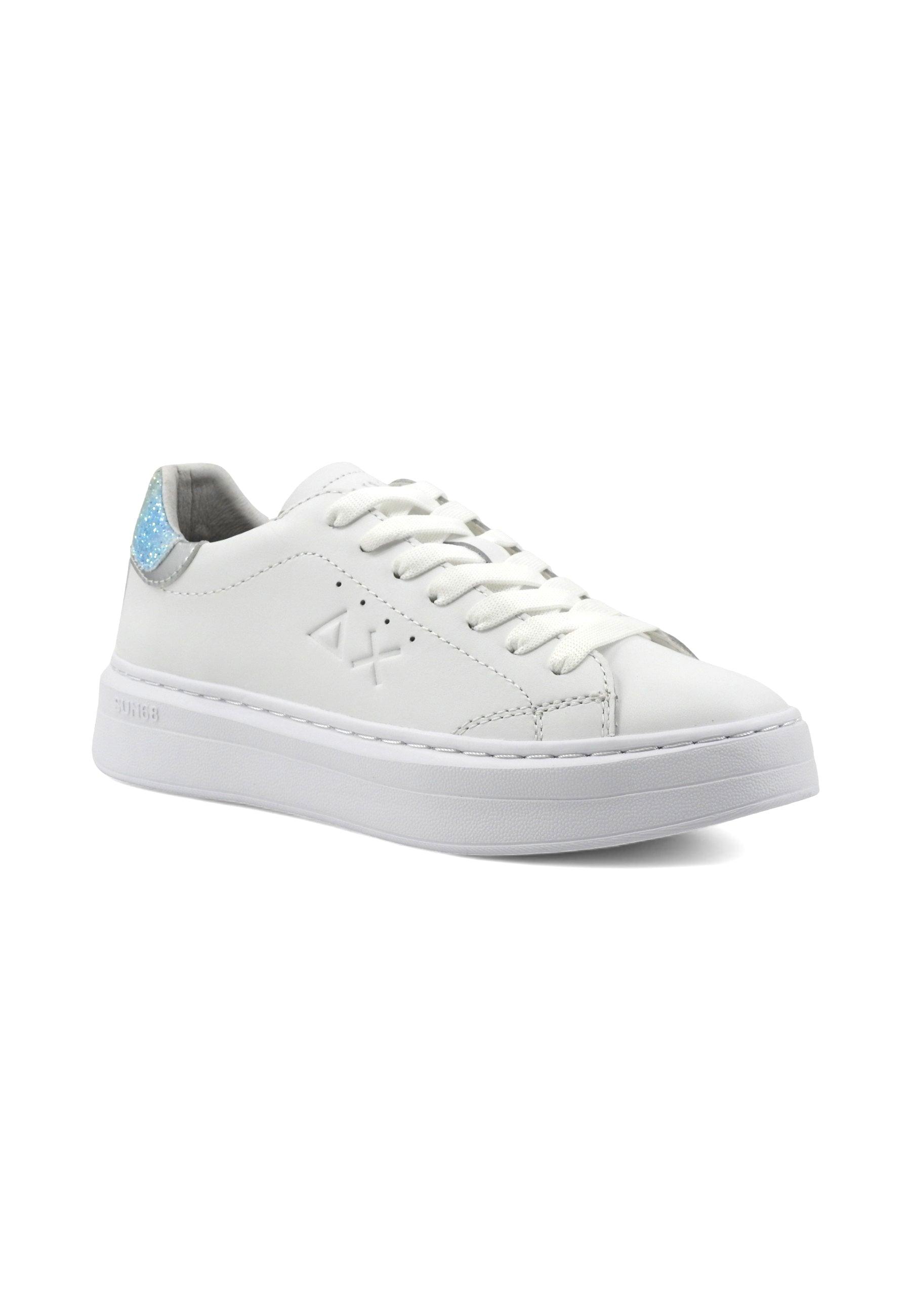 SUN68 Grace Leather Sneaker Donna Bianco Argento Z34226 - Sandrini Calzature e Abbigliamento