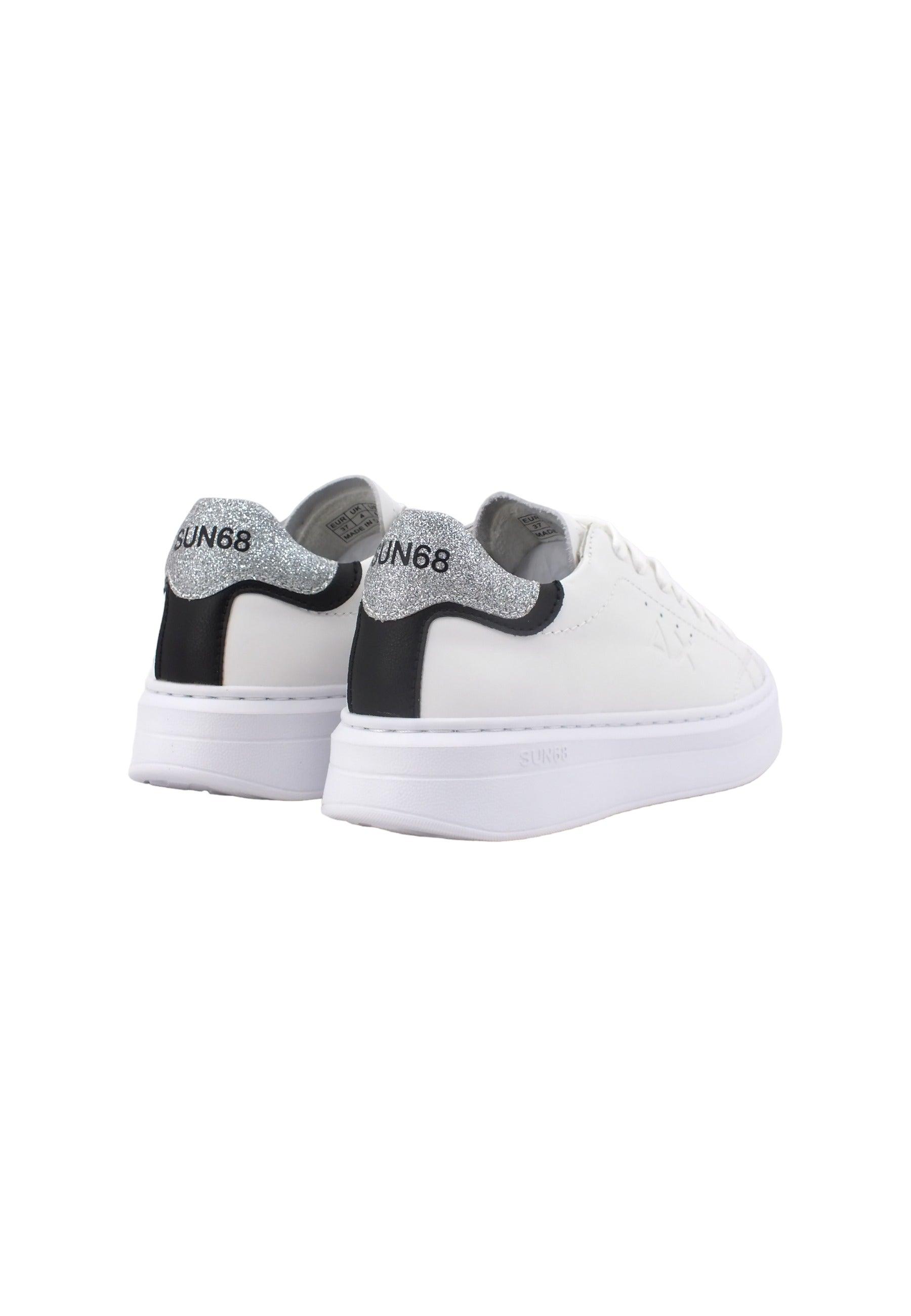 SUN68 Grace Leather Sneaker Donna Bianco Argento Z43225 - Sandrini Calzature e Abbigliamento