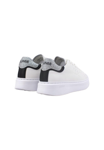 SUN68 Grace Leather Sneaker Donna Bianco Argento Z43225 - Sandrini Calzature e Abbigliamento