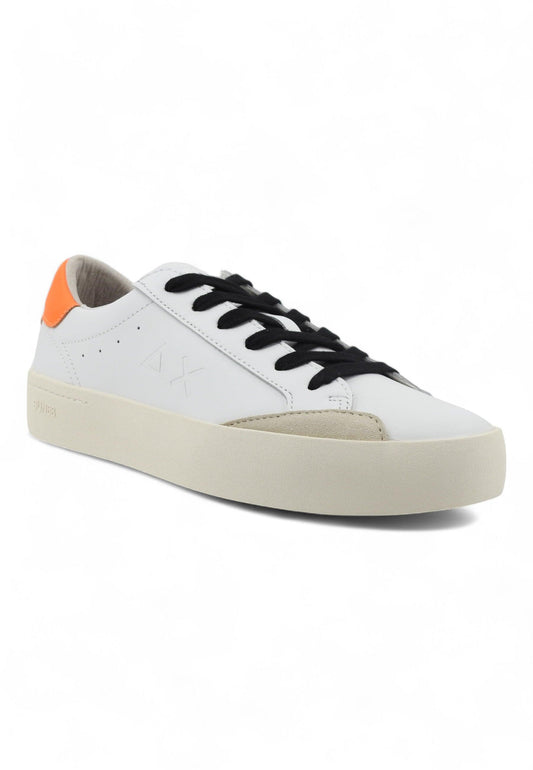 SUN68 Street Leather Sneaker Uomo Bianco Arancio Fluo Z34140 - Sandrini Calzature e Abbigliamento