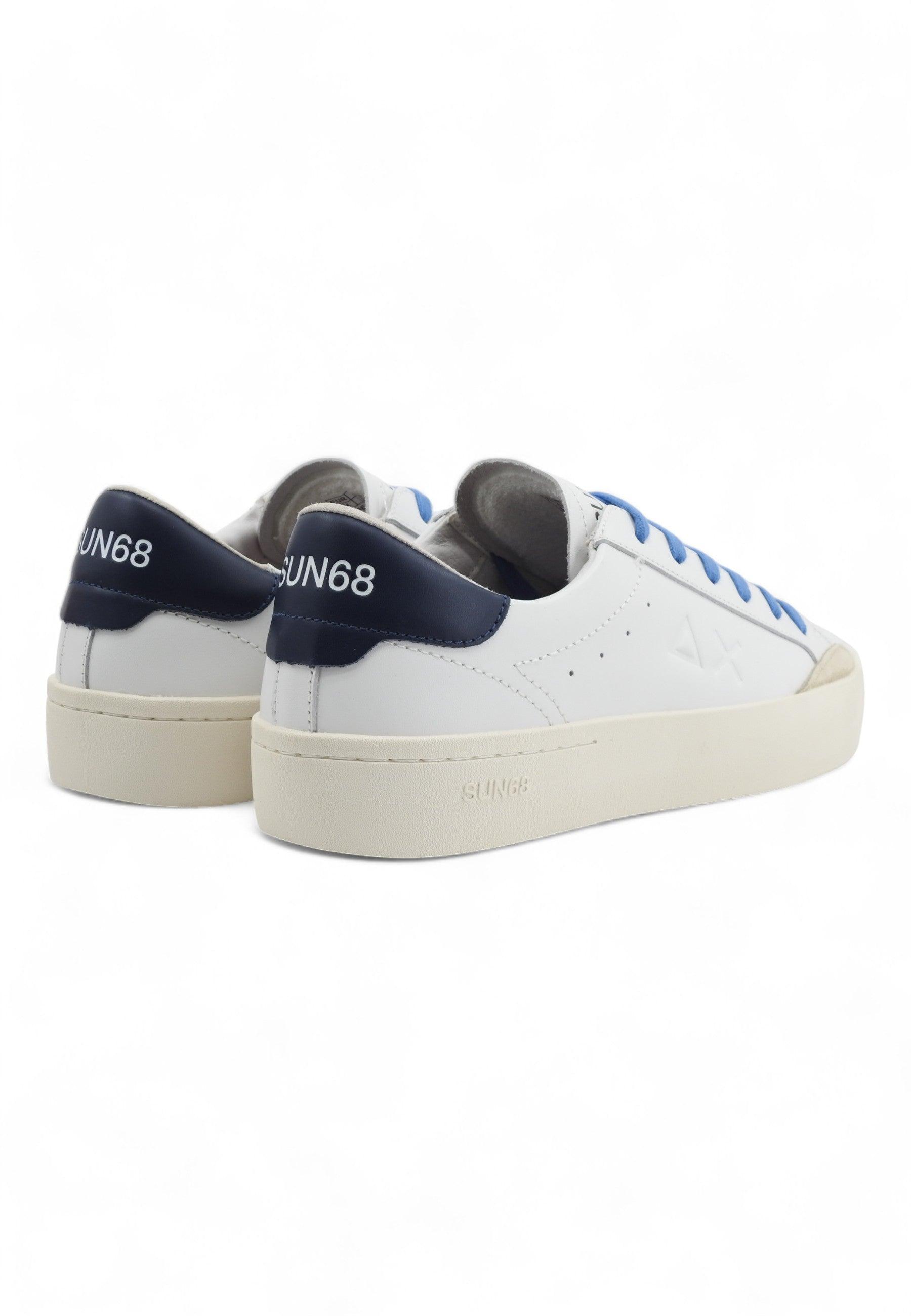 SUN68 Street Leather Sneaker Uomo Bianco Navy Blue Z34140 - Sandrini Calzature e Abbigliamento