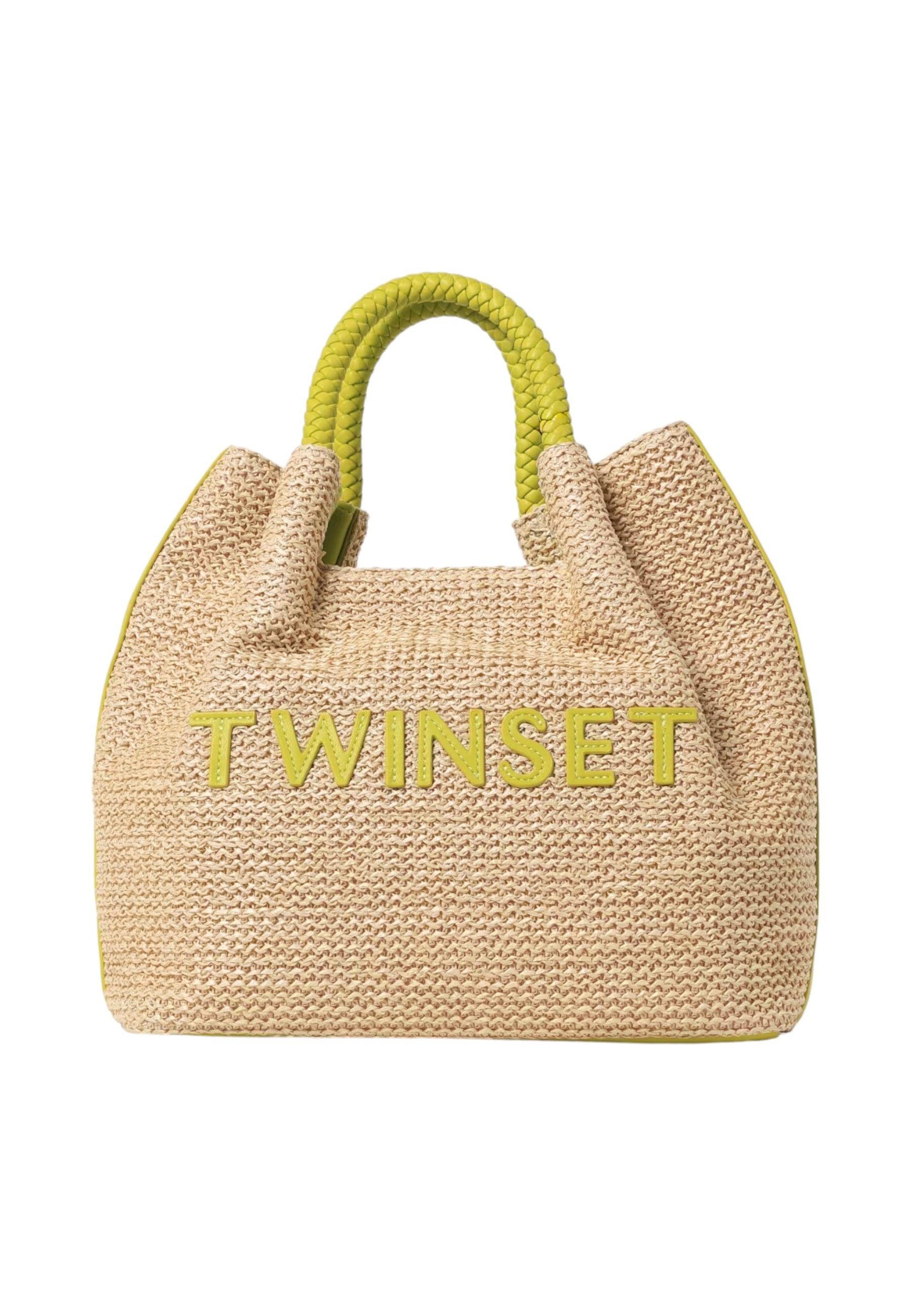 TWINSET Borsa Tote Donna Paglia Green 241TD8281 - Sandrini Calzature e Abbigliamento