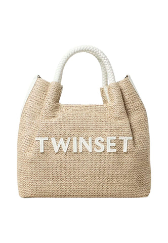 TWINSET Borsa Tote Donna Paglia White 241TD8281 - Sandrini Calzature e Abbigliamento