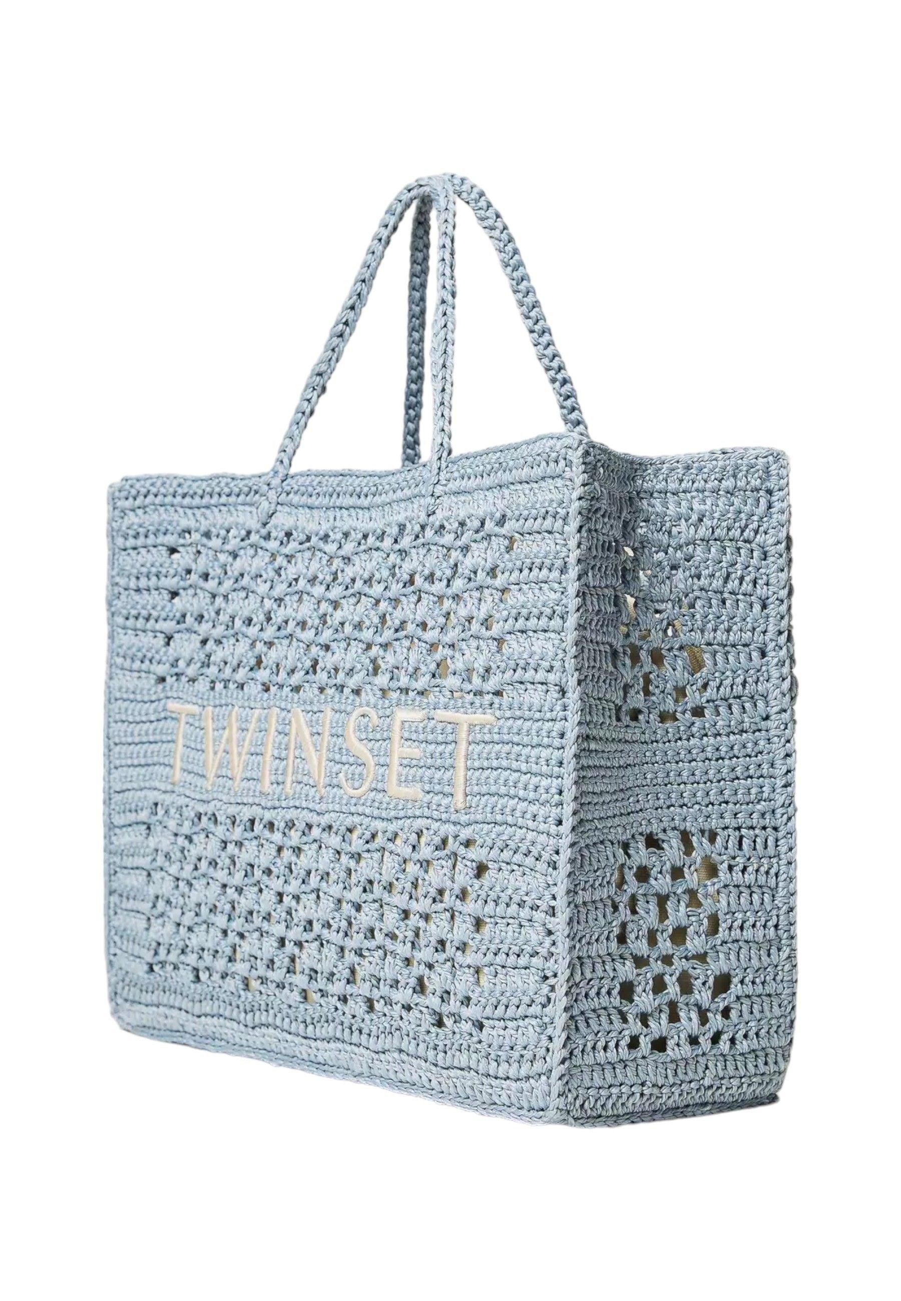 TWINSET Borsa Tote Large Donna Blue Tear Azzurro 241TB7320 - Sandrini Calzature e Abbigliamento