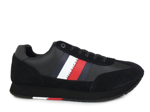 TOMMY H. Corporate Leather Flag Runner Black FM0FM02380