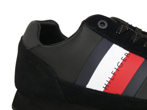 TOMMY H. Corporate Leather Flag Runner Black FM0FM02380